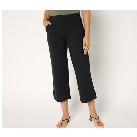 Women With Control Size Petite Small Black 86/14 Wide Leg Crop Pant A685167 NWOT - Picture 1 of 11